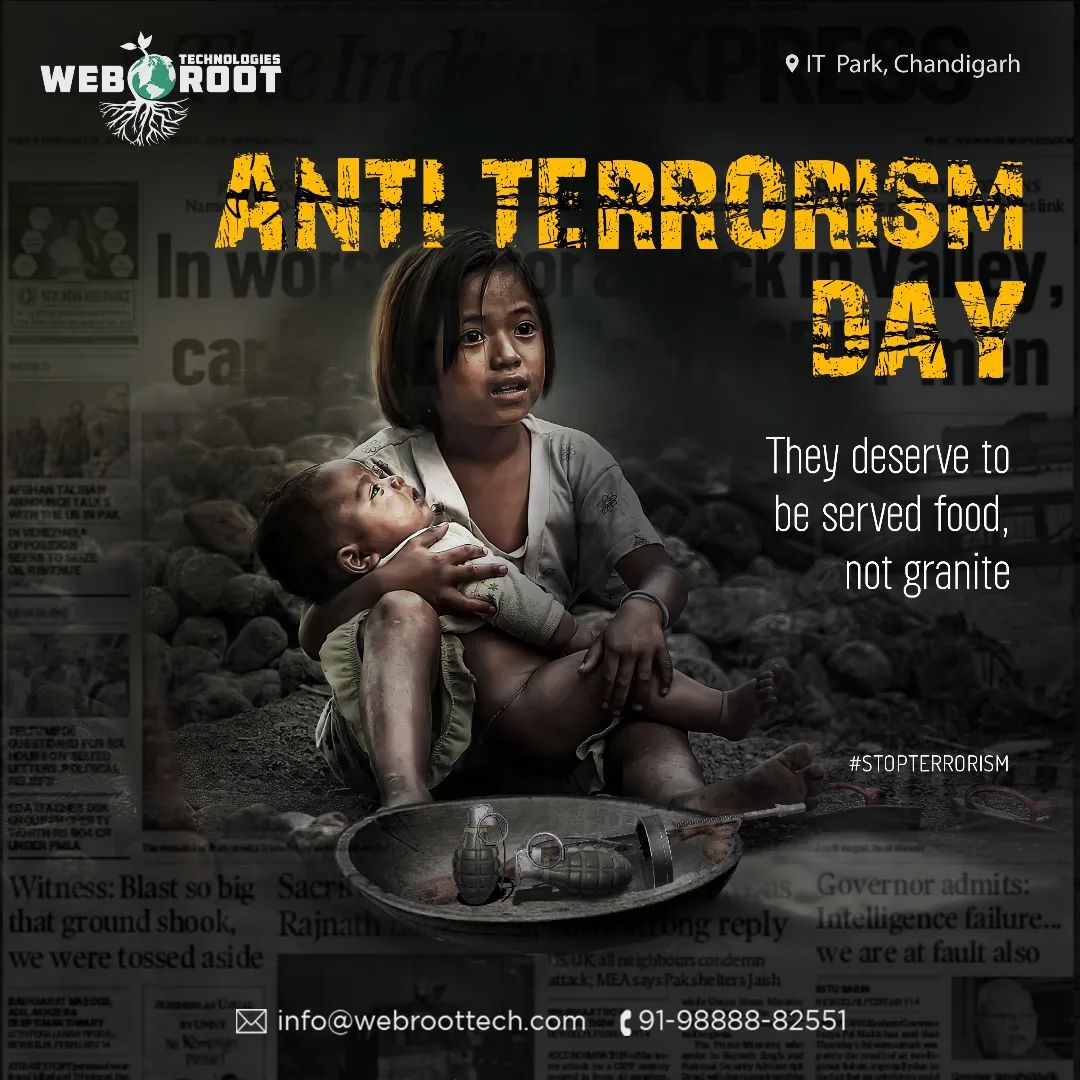 Diversity is an aspect of human existence that cannot be eradicated by terrorism or war or self-consuming hatred. 

It can only be conquered by recognizing and claiming the wealth of values it represents for all. 

Let us come together on "National Anti-Terrorism Day" to share the words of peace, harmony, and humanity. 

#nationalantiterrorismday2022  #terror #terrorist #massshooting #terrorattack #moblynching #rajivgandhi #webroottech #poverty #digitalmarketingservices #graphicdesign #smallbusiness #unitedindia #stopterrorism